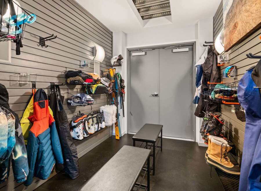 This well-organized mudroom is perfect for storing all your outdoor gear.