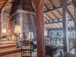 Step into rustic elegance with this stunning wooden interior.