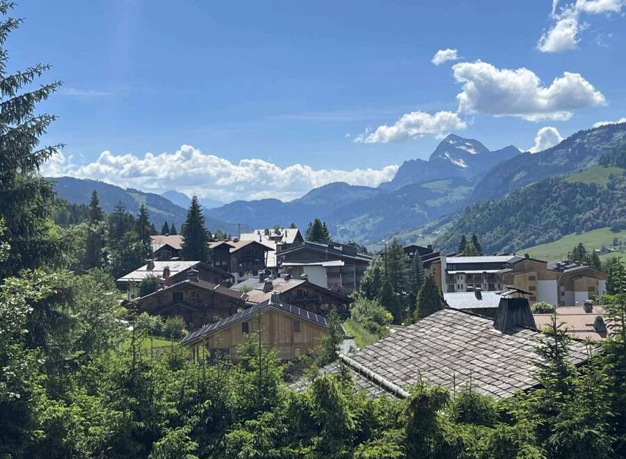 Nestled in a picturesque mountain village, this property offers stunning views of the surrounding peaks and lush greenery.