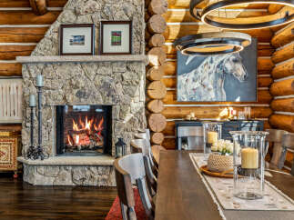 Experience rustic elegance in this stunning log cabin home.
