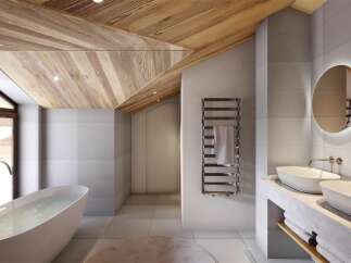Experience luxury in this stunning bathroom featuring a modern design and high-end finishes.