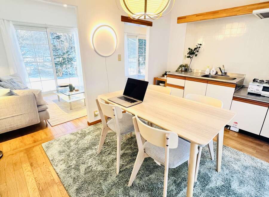 This stunning property features a modern dining area, perfect for both everyday meals and entertaining guests.