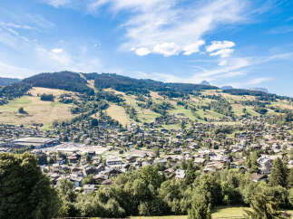 Discover this stunning alpine village nestled amidst rolling green hills and majestic mountains.