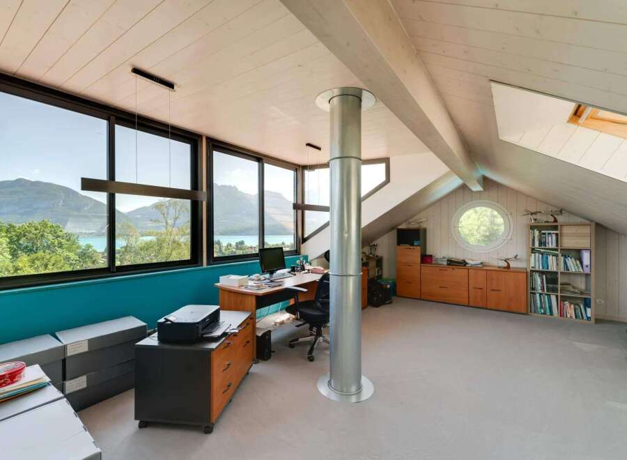 This stunning property boasts a bright and airy home office with breathtaking views.