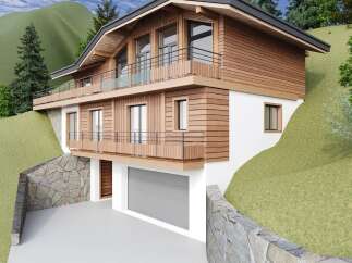 Discover your dream home nestled in the mountains! This stunning property boasts a modern design with a warm, inviting wooden facade.