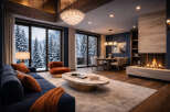 Experience luxury living in this stunning mountain retreat! This exquisite property boasts breathtaking views of snow-covered trees and mountains through expansive windows.