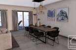Experience modern living in this stunning property, featuring a spacious dining area perfect for entertaining.