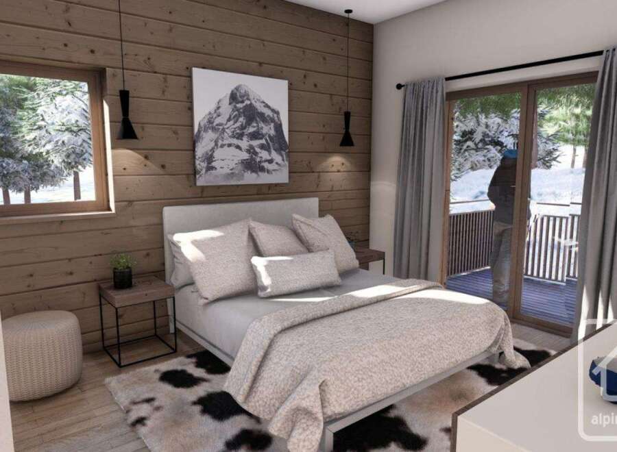 Experience the epitome of alpine living in this stunning bedroom.