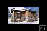 Discover your dream alpine retreat! This stunning property boasts a modern design with a cozy, wooden facade, perfect for enjoying the snowy mountain views.