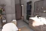Step into a modern bathroom oasis, featuring sleek design and luxurious amenities.