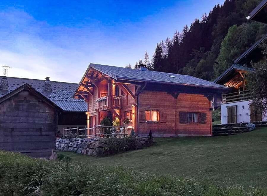 Discover the charm of this stunning wooden chalet nestled in a serene mountain setting.