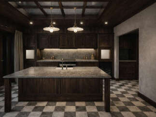 Step into luxury with this stunning kitchen! Featuring rich, dark wood cabinetry and a spacious island, this kitchen is perfect for both cooking and entertaining.