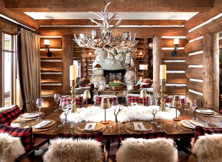 Experience rustic elegance in this stunning dining room, perfect for hosting memorable gatherings.