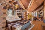 Step into rustic luxury with this stunning log cabin interior.