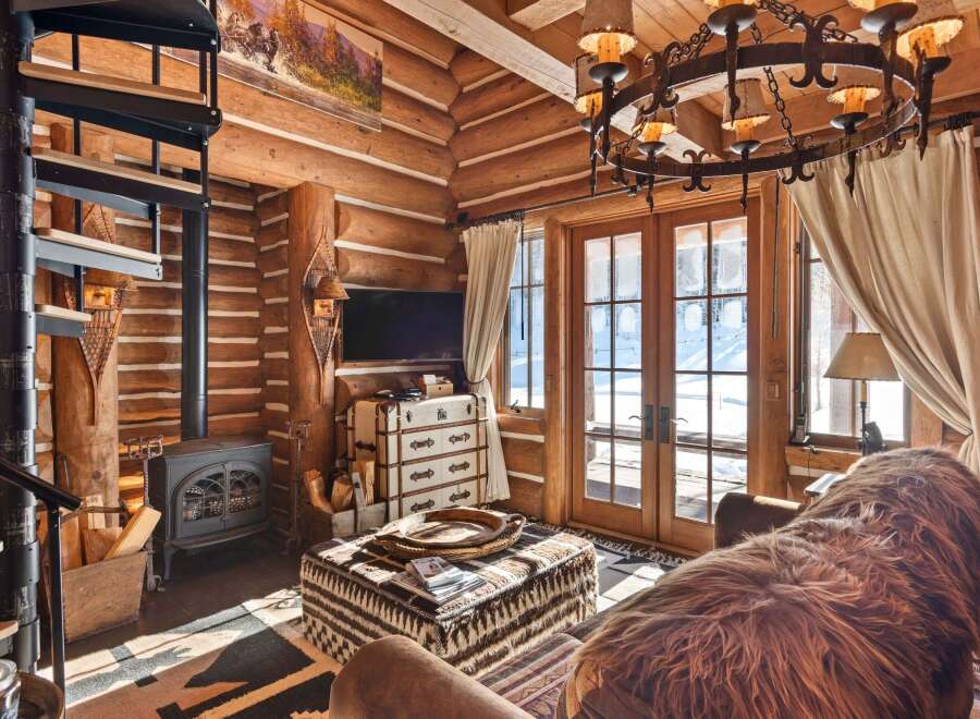Step into rustic elegance with this stunning log cabin retreat.
