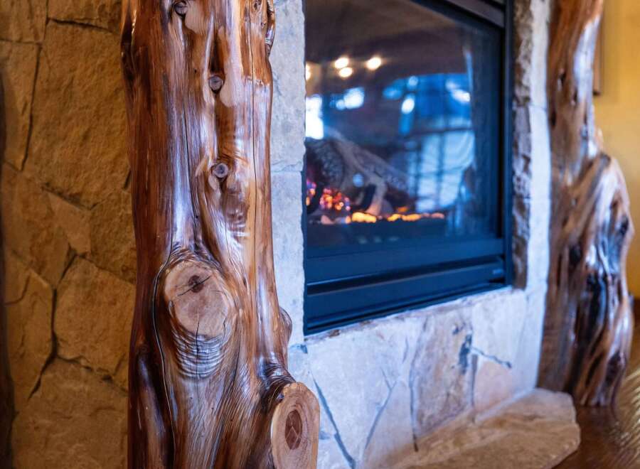 This stunning property boasts a cozy fireplace, perfect for those chilly evenings.
