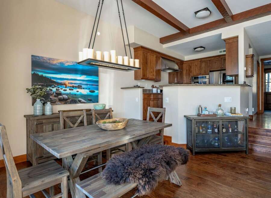 This stunning property boasts a beautifully designed dining area, perfect for hosting gatherings.