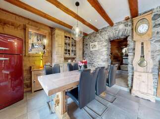 Step into rustic elegance with this stunning dining room.