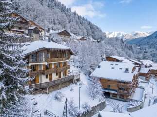 Experience the charm of a winter wonderland with this stunning chalet nestled in a snow-covered mountain village.
