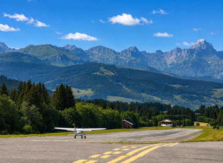Experience the ultimate alpine lifestyle with this stunning property featuring a private airstrip and breathtaking mountain views.
