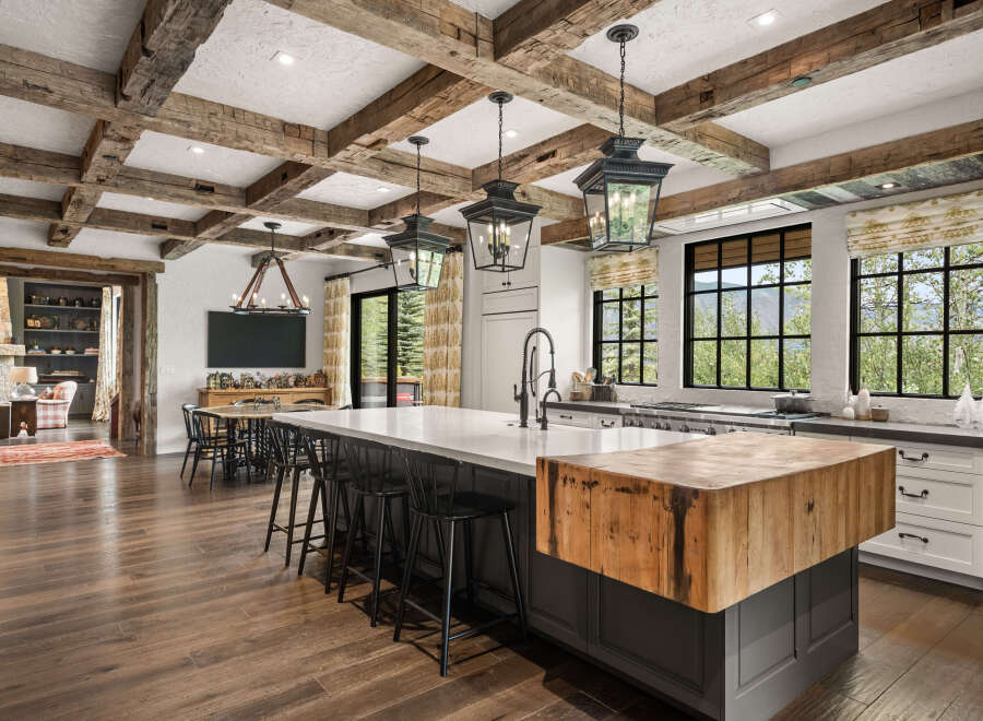 This stunning kitchen boasts a rustic yet modern design, perfect for entertaining and everyday living.