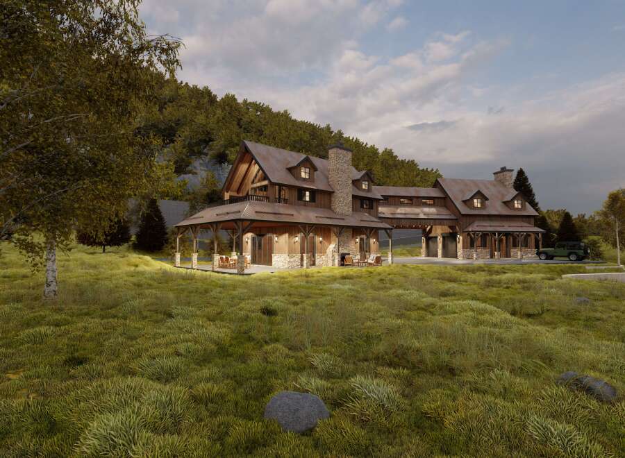 This stunning property boasts a rustic, yet modern design, perfect for those seeking a luxurious retreat.