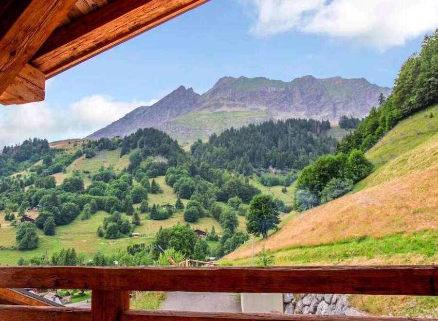 Experience breathtaking mountain views from this charming property, nestled amidst lush green hills and dense forests.