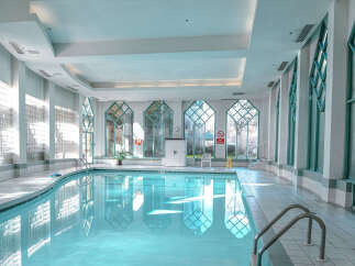 This stunning indoor pool offers a serene oasis for relaxation and recreation.