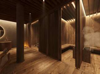 Step into a world of tranquility with this stunning sauna.