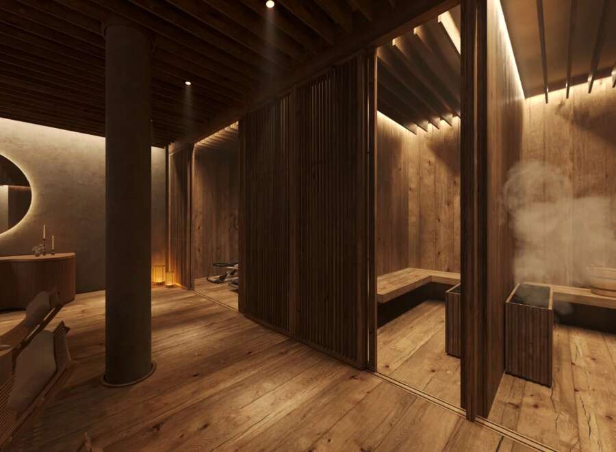 Step into a world of tranquility with this stunning sauna.