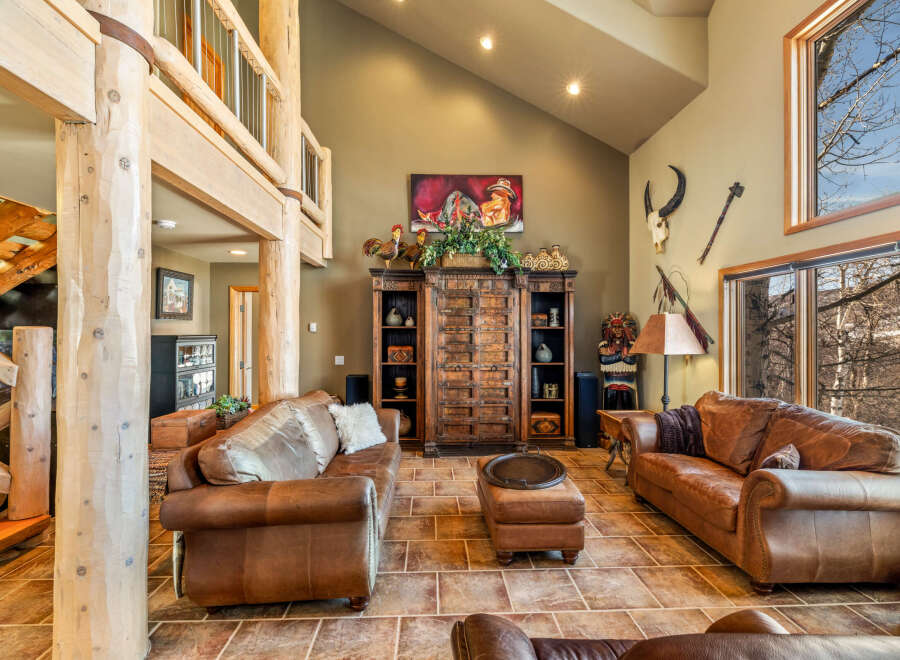 Step into rustic elegance with this stunning living room.