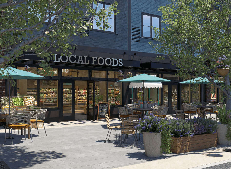 Discover the charm of this local food establishment, offering a delightful outdoor seating area perfect for enjoying a meal.