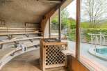 Experience ultimate relaxation in this luxurious sauna retreat.