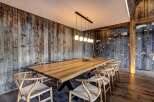 Experience rustic elegance in this stunning dining room.