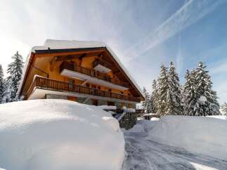 Experience the charm of this stunning chalet nestled in a winter wonderland.