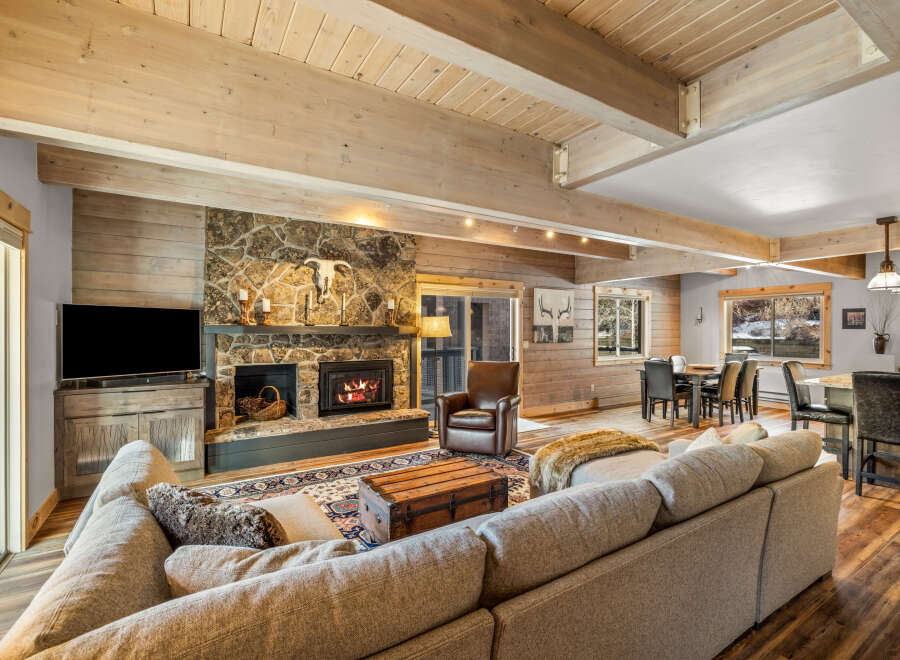 Experience the epitome of rustic elegance in this stunning living space.