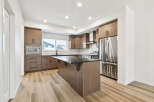 This stunning kitchen boasts modern design and functionality.