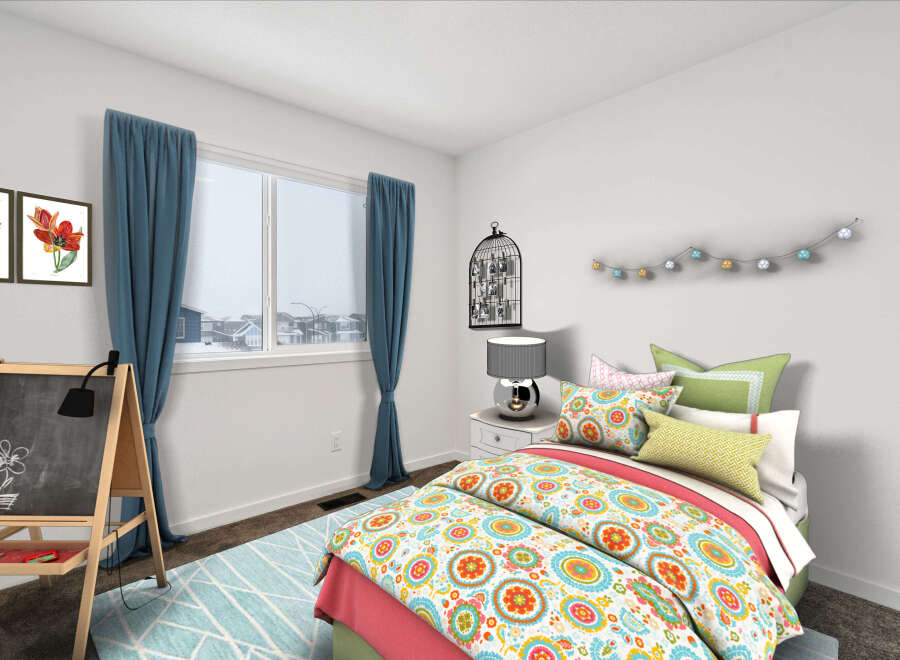 This charming bedroom offers a cozy and inviting atmosphere, perfect for relaxation.