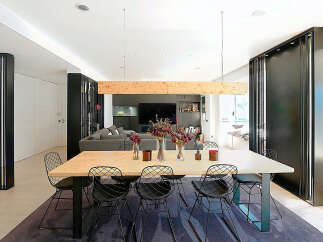 This modern dining room is the perfect space for entertaining.
