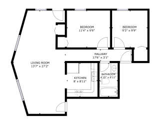 Discover this charming 2-bedroom, 1-bathroom apartment featuring a spacious living room and a functional kitchen.