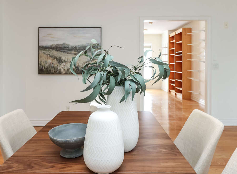 This stunning property boasts a beautifully designed dining area, perfect for hosting gatherings.