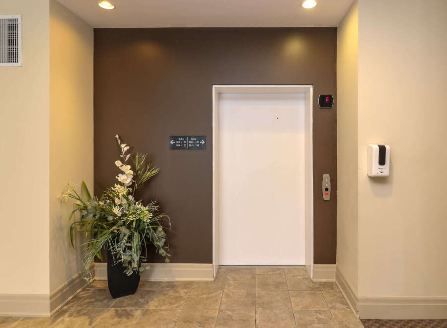 This image showcases a well-maintained elevator lobby, perfect for a modern property.