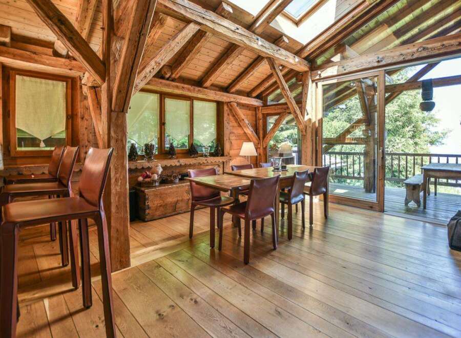 Step into rustic elegance with this stunning property, showcasing exquisite wooden beams and a warm, inviting atmosphere.