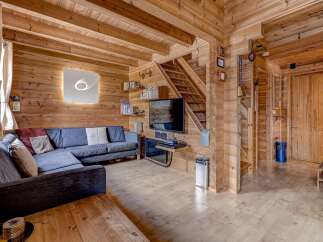 Step into rustic elegance with this stunning wooden interior.