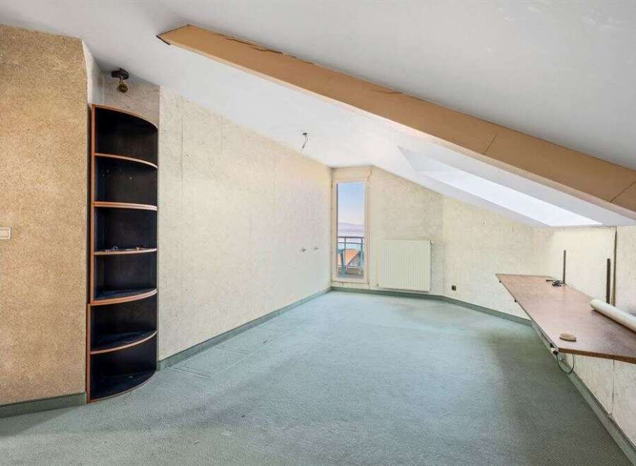 Discover the potential of this unique property! This space features a built-in shelving unit, a skylight, and a cozy atmosphere.