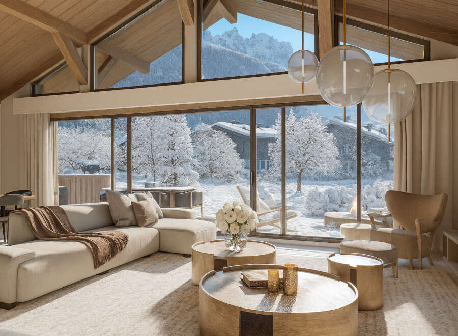 Experience the epitome of luxury living in this stunning property, boasting breathtaking views of snow-covered mountains.