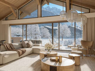 Experience the epitome of luxury living in this stunning property, boasting breathtaking views of snow-covered mountains.