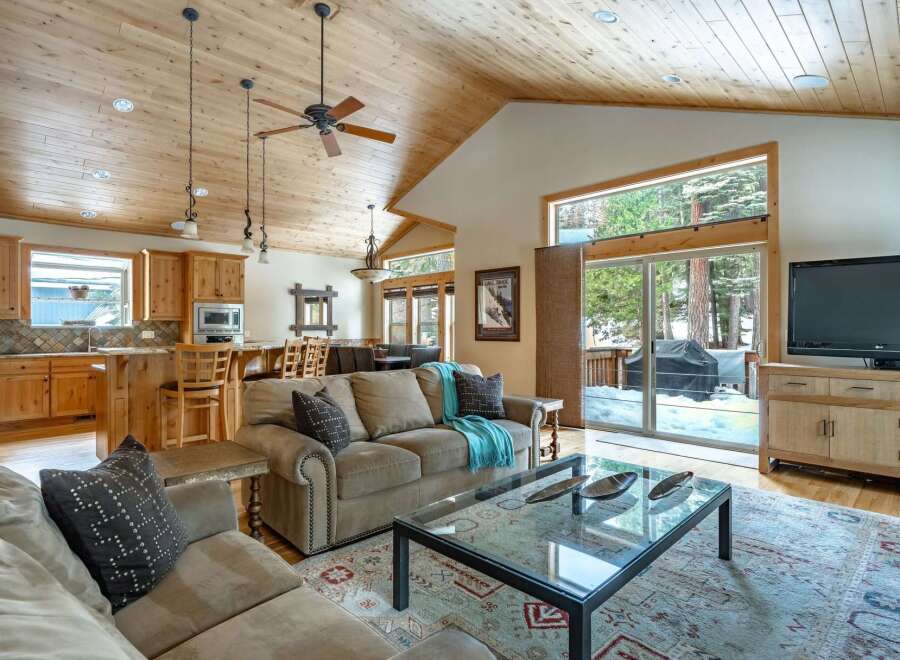 Step into a cozy living space with a rustic charm.