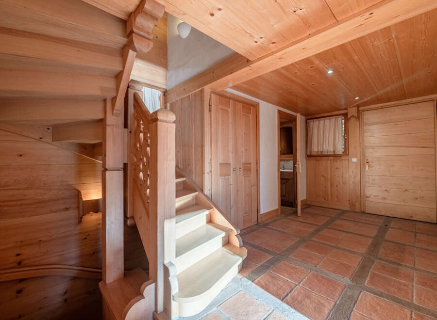 Step into a world of rustic charm with this beautifully crafted wooden staircase.
