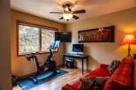 This home gym offers a perfect blend of fitness and relaxation.
